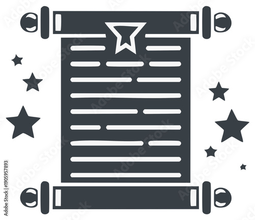 Scroll with Star Emblem and Scattered Stars Glyph