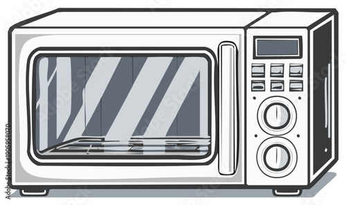 Contemporary kitchen microwave appliance with sleek design and digital controls for quick cooking and food preparation