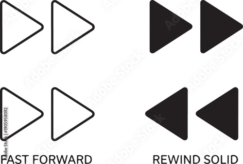 Visual representation of fast forward and rewind solid icons