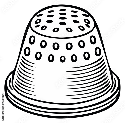 Illustration of a thimble, an essential tool for sewing and crafting activities.