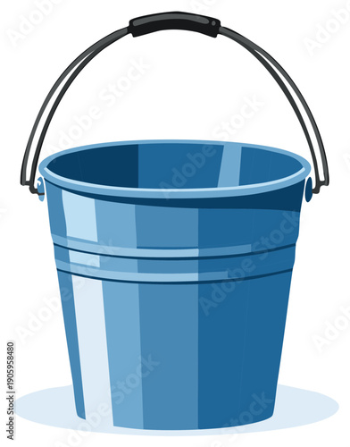 Blue metal bucket with a black handle for carrying liquids and objects