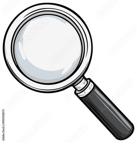 Magnifying Glass Illustration for Investigation, Searching, and Clarity Cartoon Style