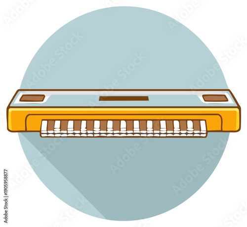 Retro melodica musical instrument with keyboard and air holes for playing music