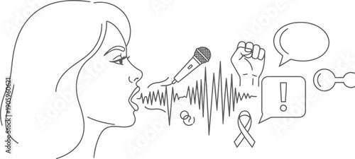 Whimsical cartoon pig playing an imaginary musical instrument with sound waves