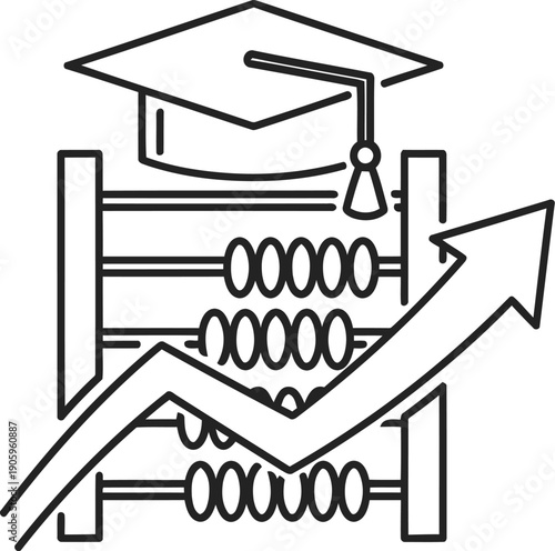 Graduation and career growth symbolized by a mortarboard and upward arrow.