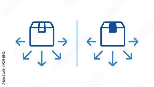 Package Distribution Arrows Icon Set, Shipping Network Line and Solid Vector