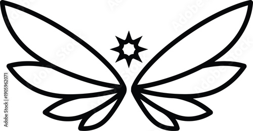 Elegant feather design with a star motif at its center