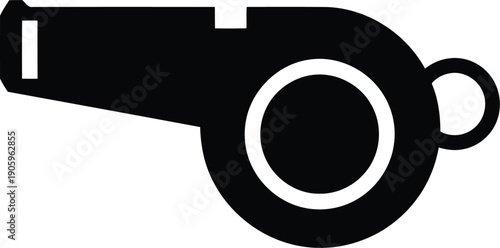 A black and white image of a referee whistle