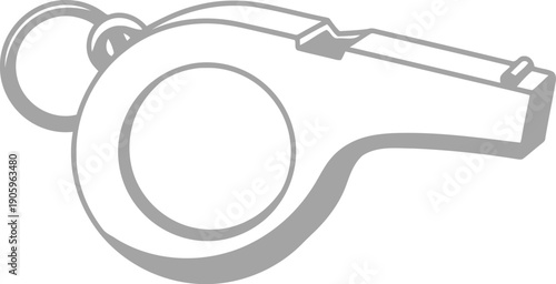 A gray illustration of a whistle on a keychain