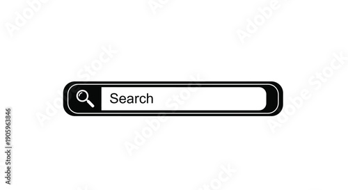 Fotografija A black search bar with a magnifying glass isolated on white silhouette