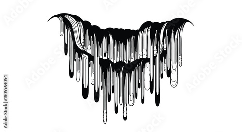 Dripping black and white liquid abstract art design element on white background for creative concept