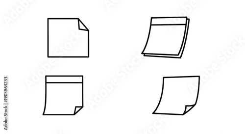 Four simple rectangular paper shapes in a minimalist style silhouette