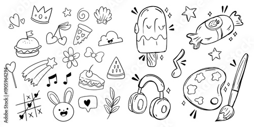 Hand drawn everyday objects and miscellaneous doodle collection
