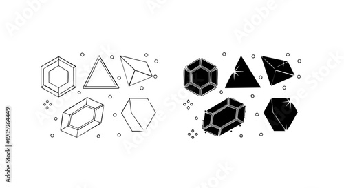Geometric shapes depicting molecular structures and polyhedral formations in chemistry