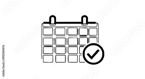 Calendar icon with confirmation checkmark indicating scheduled or completed task