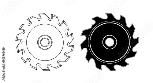 Two mechanical gears with different teeth configurations shown in black and white