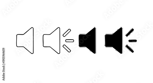 Visual representation of different speaker icons with varying sound effects