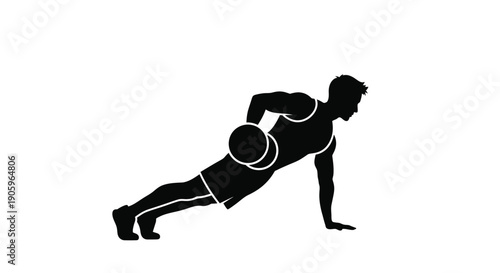 Man performing a push up exercise in a stark black silhouette