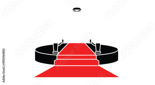 A red carpet event stage with a distinctive black silhouette