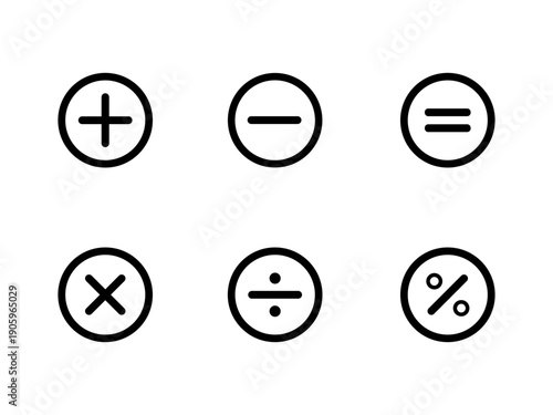 mathematical vector signs. Symbols for basic math operations used in educational materials for learning arithmetic concepts