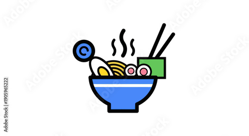 Noodle soup illustration on white background