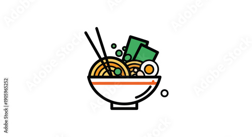 Noodle soup illustration on white background