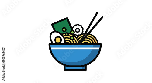 Noodle soup illustration on white background