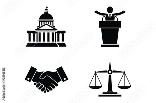 Icon Set: Government, Law, and Business Elements
