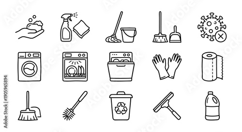 Comprehensive cleaning and hygiene icons collection