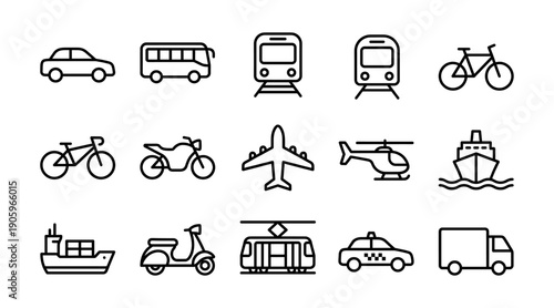 Transportation and vehicle line icons