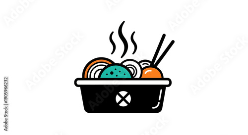 Noodles with chopsticks vector illustration