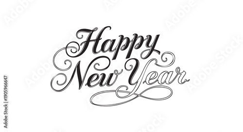 Elegant calligraphy Happy New Year greeting isolated on transparency