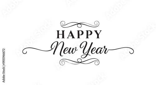 Elegant calligraphy Happy New Year greeting isolated on transparency
