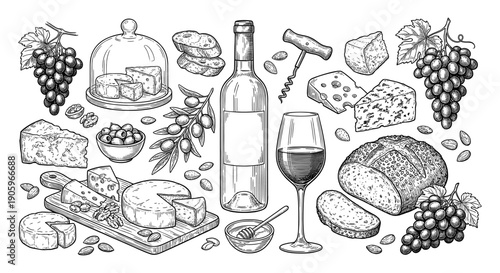 Wine and cheese gourmet collection