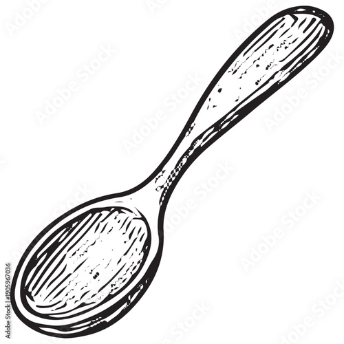 Vintage Medieval Wooden Spoon Engraving Retro Rustic Kitchen Utensil Illustration Antique Woodcut Art