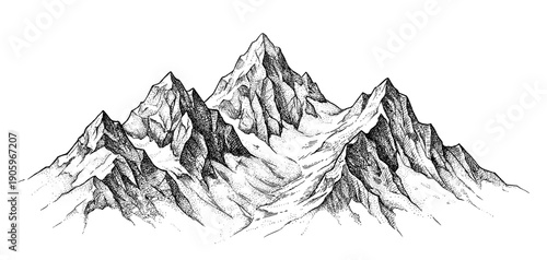 Rugged mountain range with textured peaks