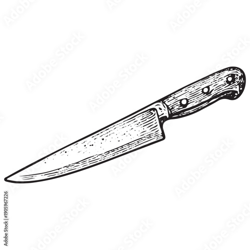 Vintage Medieval Kitchen Knife Engraving Retro Rustic Cooking Tool Illustration Antique Woodcut Line Art