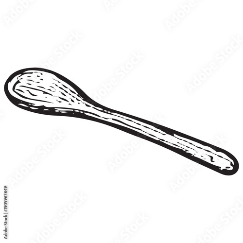 Vintage Medieval Wooden Spoon Engraving Retro Rustic Kitchen Utensil Illustration Antique Woodcut Art