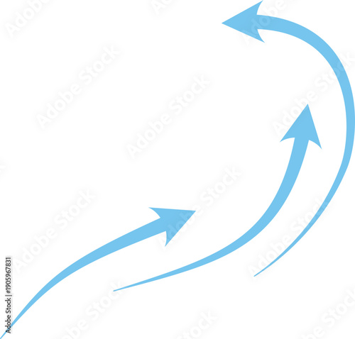 Transparent background: Blue Wavy Arrows Flowing Left - Directional, Movement, Information Flow Air flow arrows. Blue cold wind stream, fresh water direction Light wind set of vector elements on,