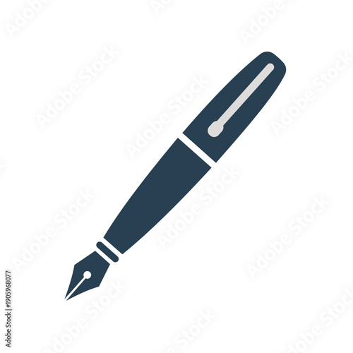 Schilderij op canvas Professional Fountain Pen Flat Design Vector Illustration - Classic Ink Pen Writ