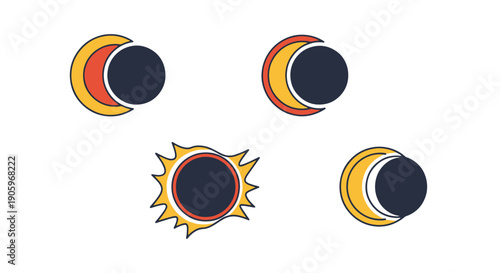 Solar Eclipse Line filled art flat design