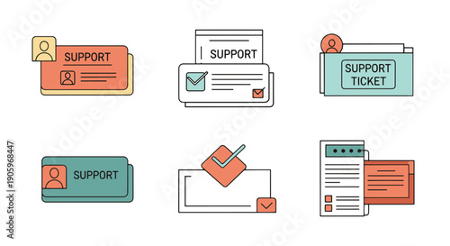 Support Ticket Line luxury color outline design