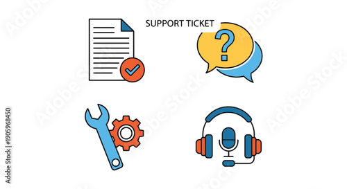Support Ticket Line colorful design