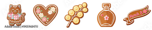 Set of different gingerbread cookies for celebrating International Women's Day and gifts