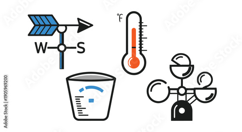 Weather Station Line art illustration