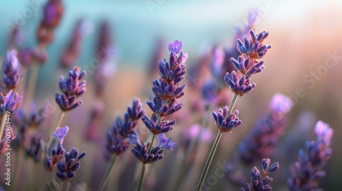 Lavender buds close up, purple texture, aromatherapy concept, blurred field background