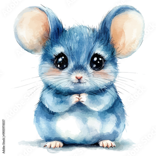 watercolor of Rat illustration, isolated on a white background.