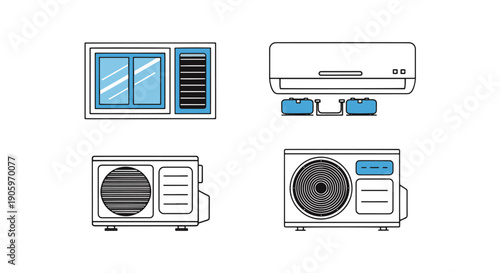 Air Conditioning color line art clean design