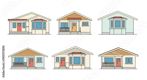 Bungalow Line art color minimal style