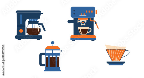 Coffee Maker Line color art simple design